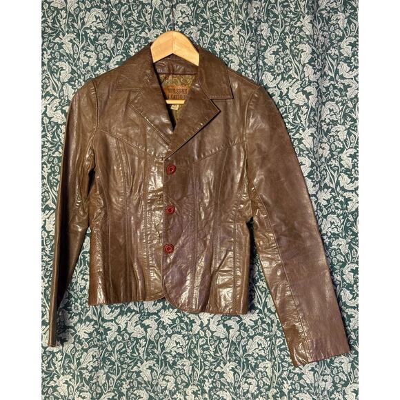 Vintage Brown Wilsons Leather 100% Leather Women's Fitted Maxima 1990s Y2K 1970s - Picture 5 of 16